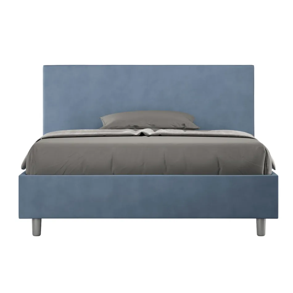 Letto Una Piazza e Mezzo 140x200 cm con Testata in Microfibra Made in Italy - Pallone Viadurini