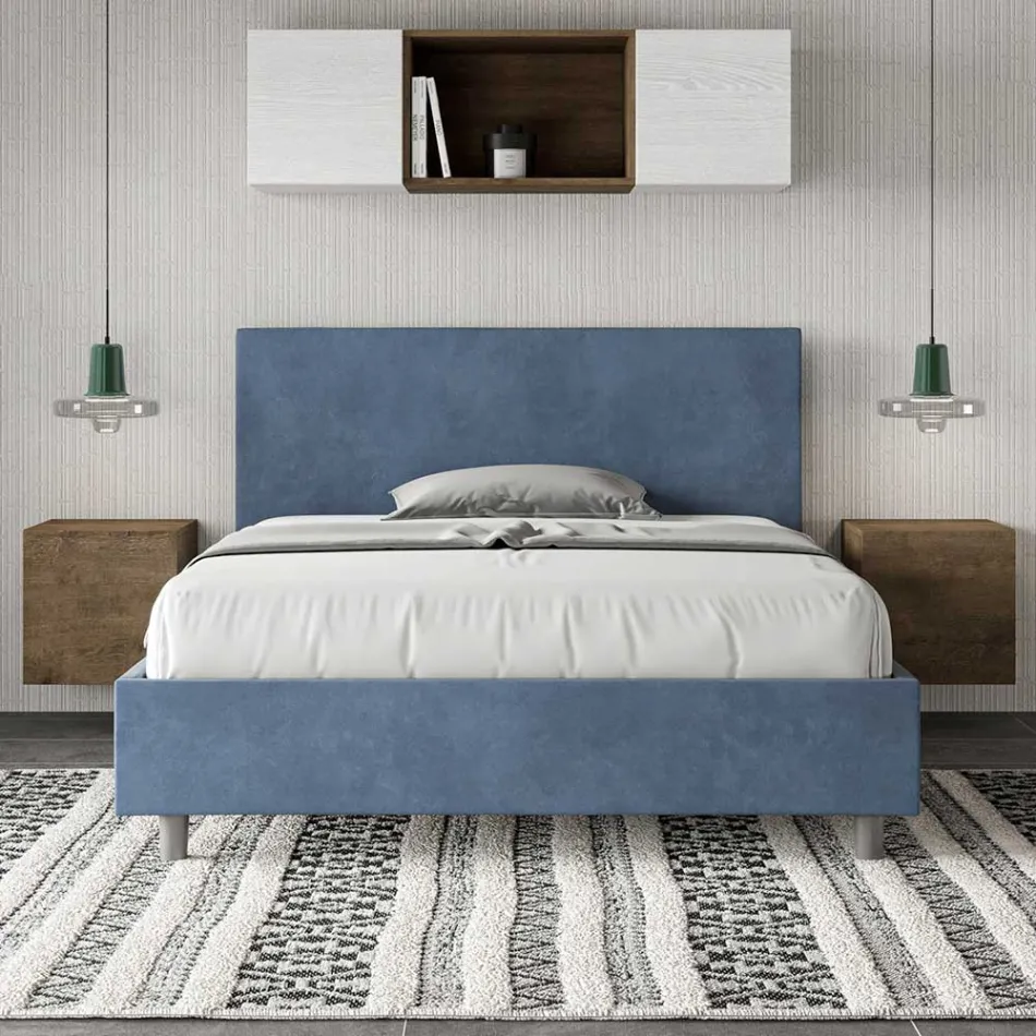 Letto Una Piazza e Mezzo 140x200 cm con Testata in Microfibra Made in Italy - Pallone Viadurini