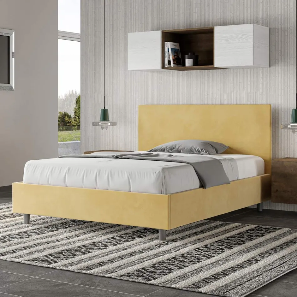 Letto Una Piazza e Mezzo 140x200 cm con Testata in Microfibra Made in Italy - Pallone Viadurini
