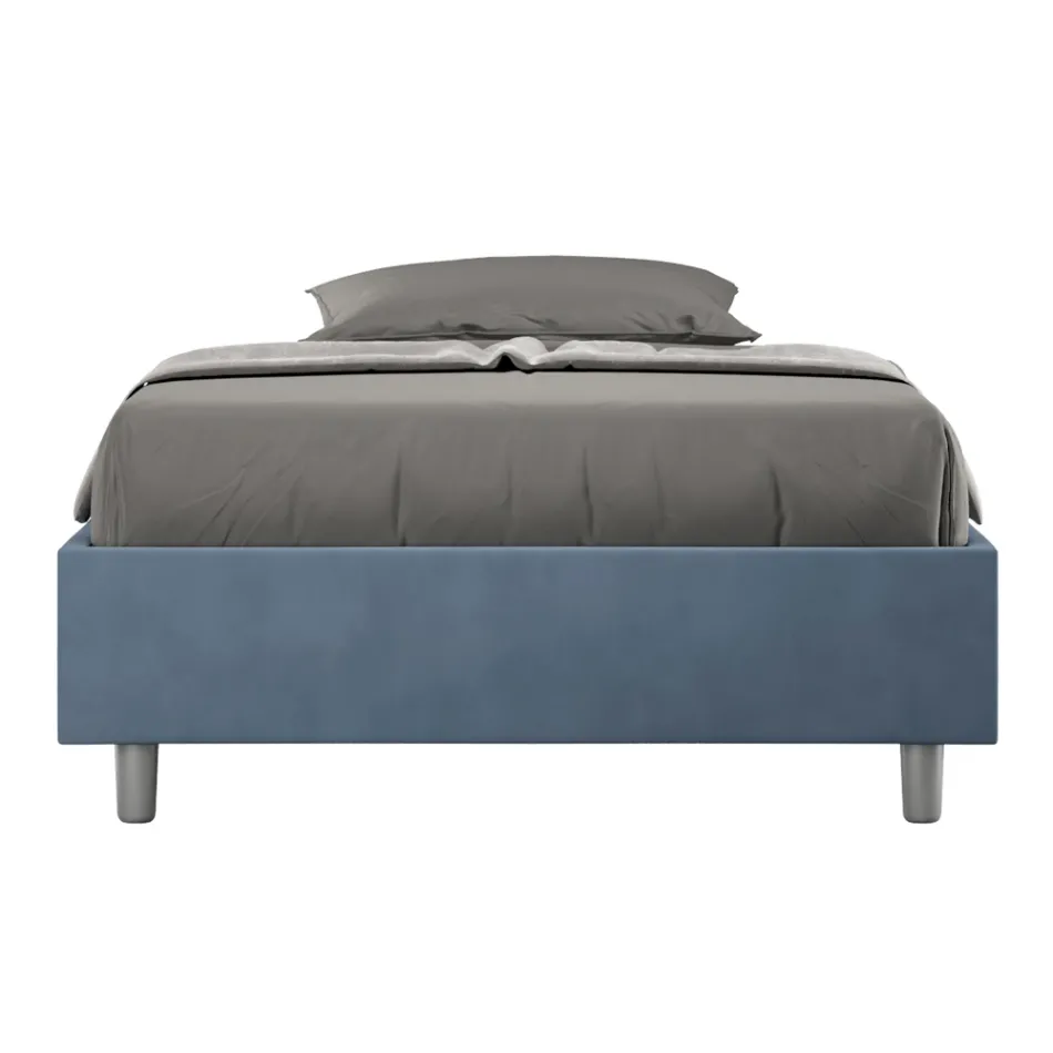 Letto Una Piazza e Mezzo 140x200 cm Rivestito in Microfibra Made in Italy - Atleta Viadurini