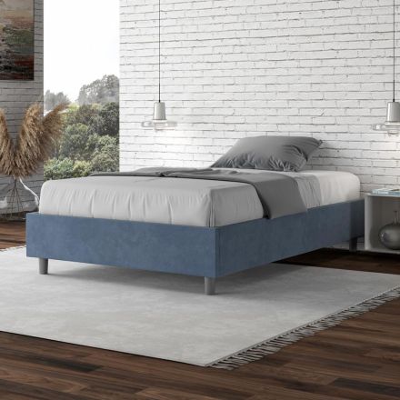 Letto Una Piazza e Mezzo 140x200 cm Rivestito in Microfibra Made in Italy - Atleta Viadurini
