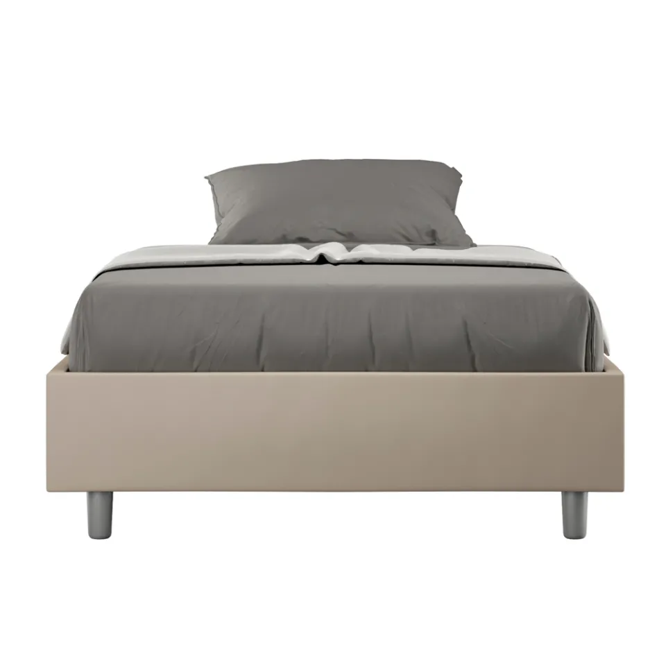 Letto Una Piazza e Mezzo 140x200 cm Rivestito in Similpelle Made in Italy - Atleta Viadurini