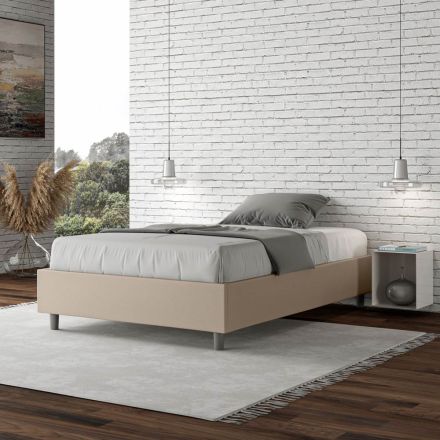 Letto Una Piazza e Mezzo 140x200 cm Rivestito in Similpelle Made in Italy - Atleta Viadurini