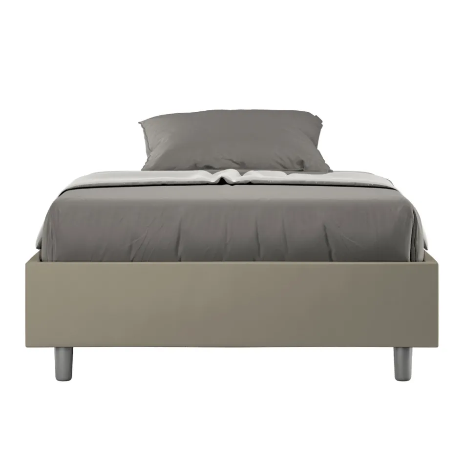 Letto Una Piazza e Mezzo 140x200 cm Rivestito in Similpelle Made in Italy - Atleta Viadurini