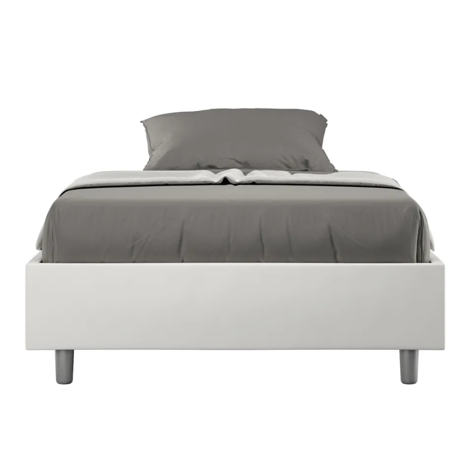 Letto Una Piazza e Mezzo 140x200 cm Rivestito in Similpelle Made in Italy - Atleta Viadurini