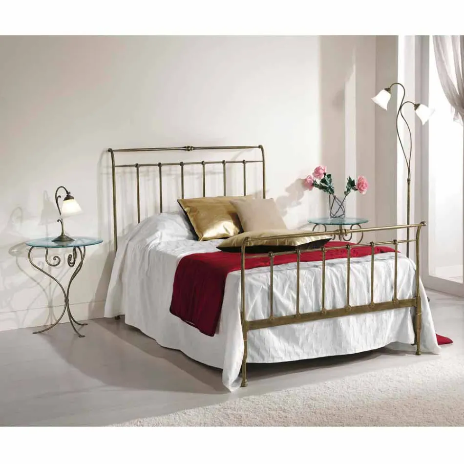 Letto una piazza e mezzo ferro battuto pieno Kelly made in Italy Viadurini