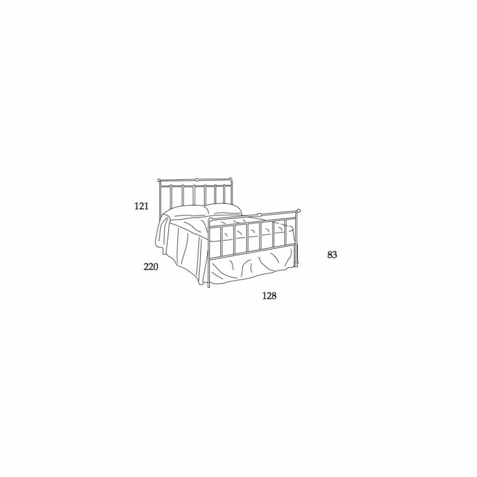 Letto una piazza e mezzo ferro battuto pieno Kelly made in Italy Viadurini
