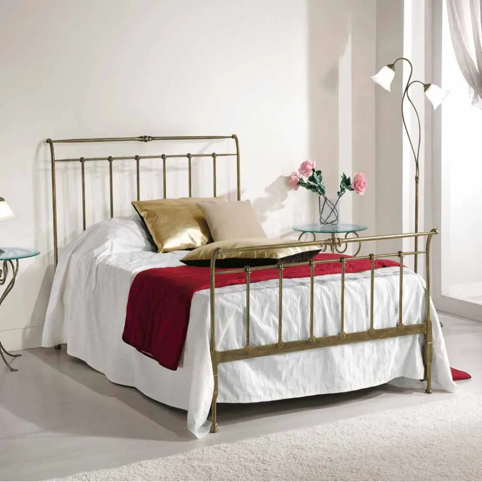 Letto una piazza e mezzo ferro battuto pieno Kelly made in Italy Viadurini