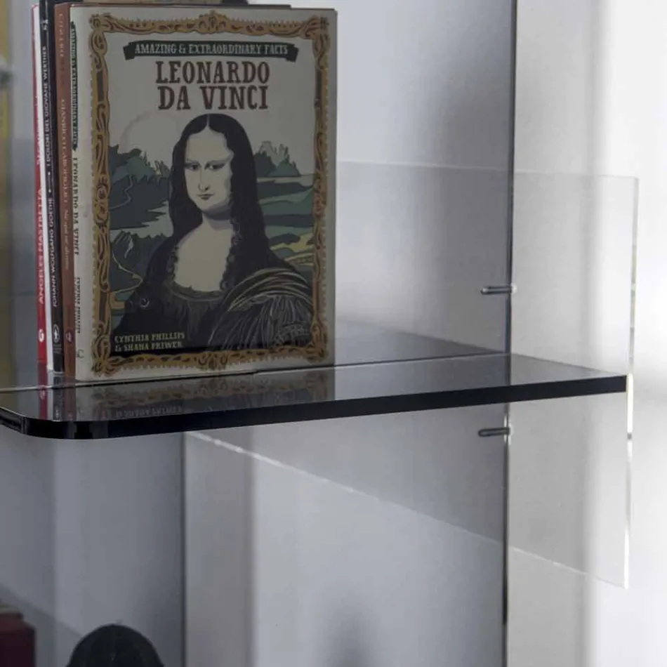Libreria a muro design moderno in plexiglass fumé Sfera4 Viadurini