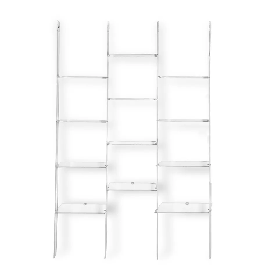 Libreria a Muro in Plexiglass Trasparente Design fino 4 Elementi - Trezza Viadurini