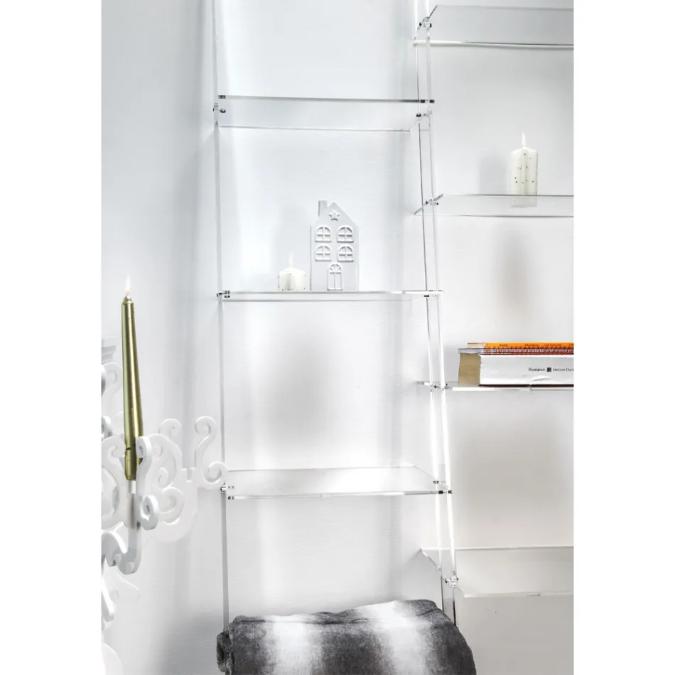 Libreria a Muro in Plexiglass Trasparente Design fino 4 Elementi - Trezza Viadurini
