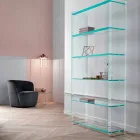 Libreria a Muro o Freestanding in Vetro Extrachiaro Design 6 Ripiani - Ramen Viadurini