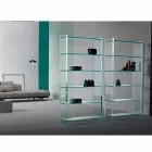 Libreria a Muro o Freestanding in Vetro Extrachiaro Design 6 Ripiani - Ramen Viadurini