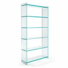 Libreria a Muro o Freestanding in Vetro Extrachiaro Design 6 Ripiani - Ramen Viadurini