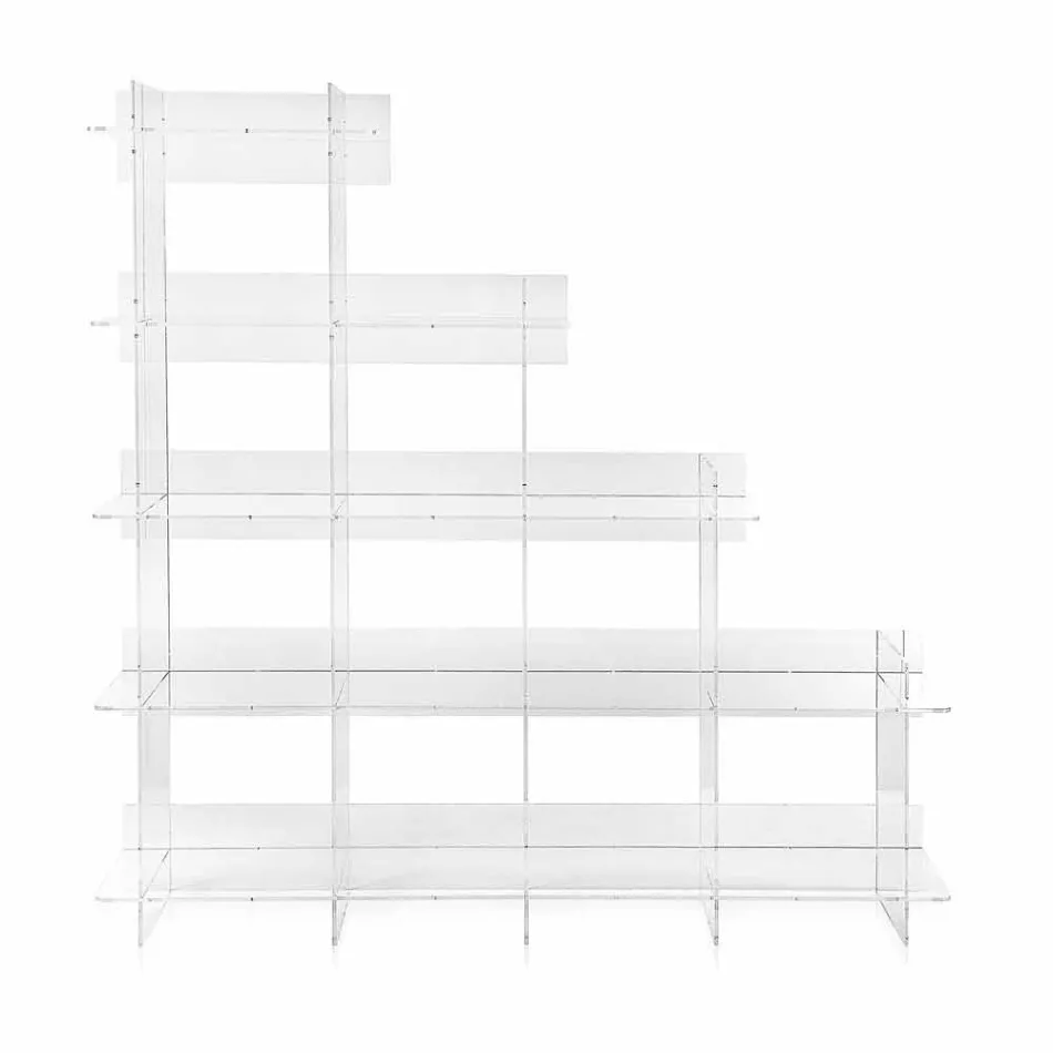 Libreria a muro trasparente Sfera3 L180 x H180 x P30 cm, made in Italy Viadurini