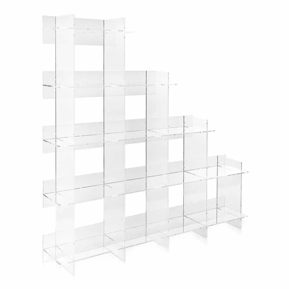 Libreria a muro trasparente Sfera3 L180 x H180 x P30 cm, made in Italy Viadurini