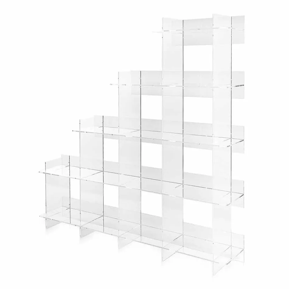 Libreria a muro trasparente Sfera3 L180 x H180 x P30 cm, made in Italy Viadurini