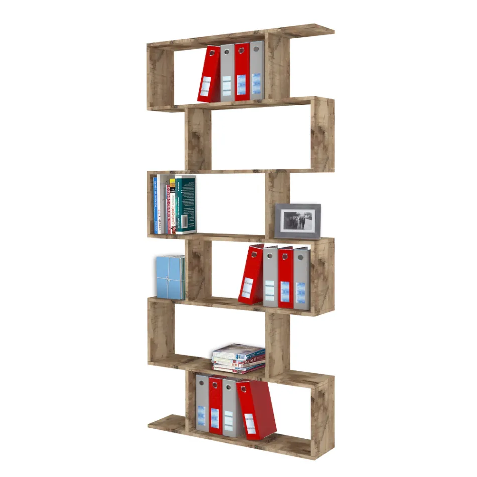 Libreria a Parete Design Verticale Salotto in Legno 3 Finiture - Minetta Viadurini