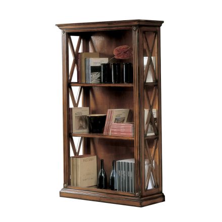 Libreria Alta con Struttura in Legno e Vani a Giorno Made in Italy - Fauno Viadurini