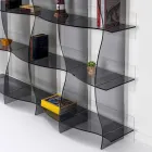 Libreria autoportante/a muro design moderno Pam fumé, made in Italy Viadurini