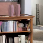 Libreria Bassa con Struttura in Legno e Vani a Giorno Made in Italy - Fauno Viadurini