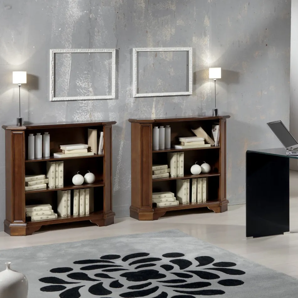 Libreria con 3 Vani a Giorno in Legno Impiallacciato Made in Italy - Epona Viadurini