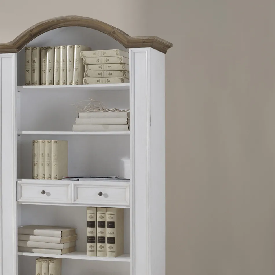Libreria con 6 Vani a Giorno e 2 Cassetti Made in Italy - Flora Viadurini