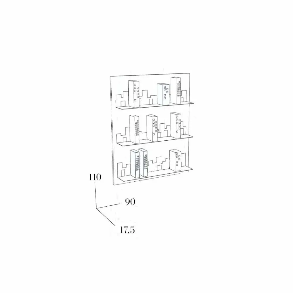 Libreria da Appendere Skyline 90x110 Mabele Viadurini