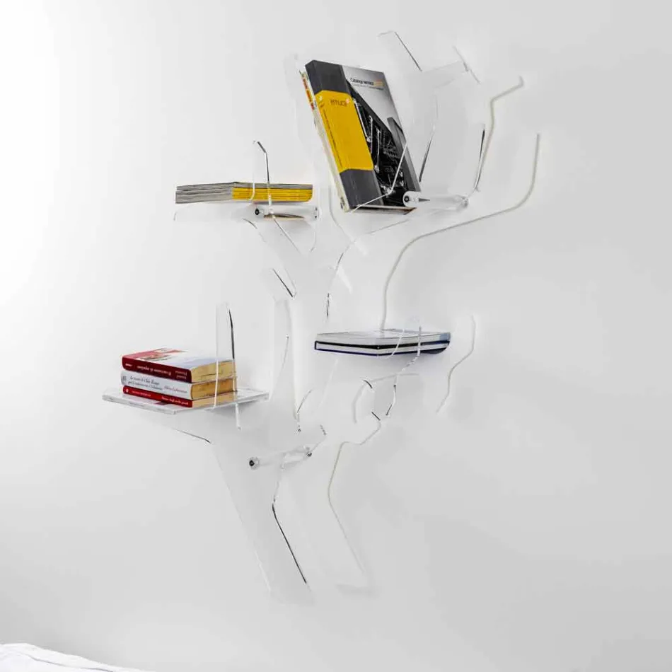 Libreria da parete bianca design moderno Carol, made in Italy Viadurini