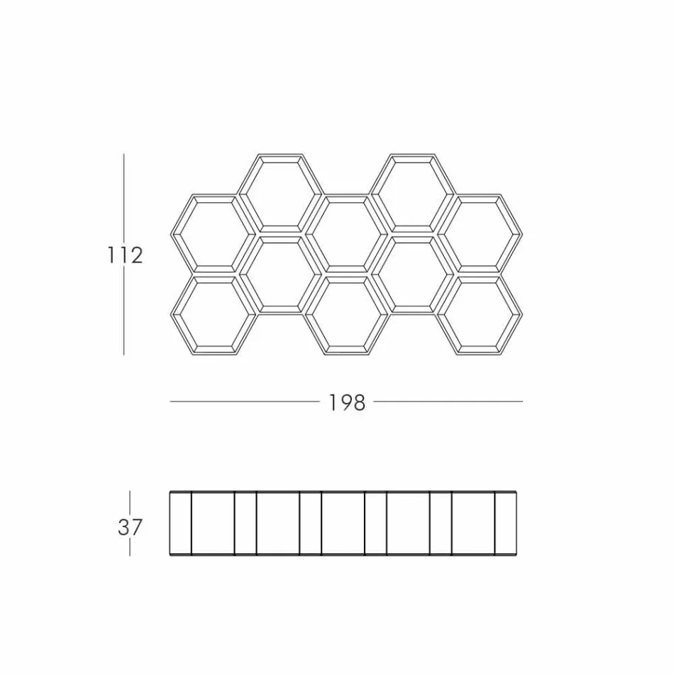 Libreria da parete colorata Slide Hexa a celle prodotta in Italia Viadurini