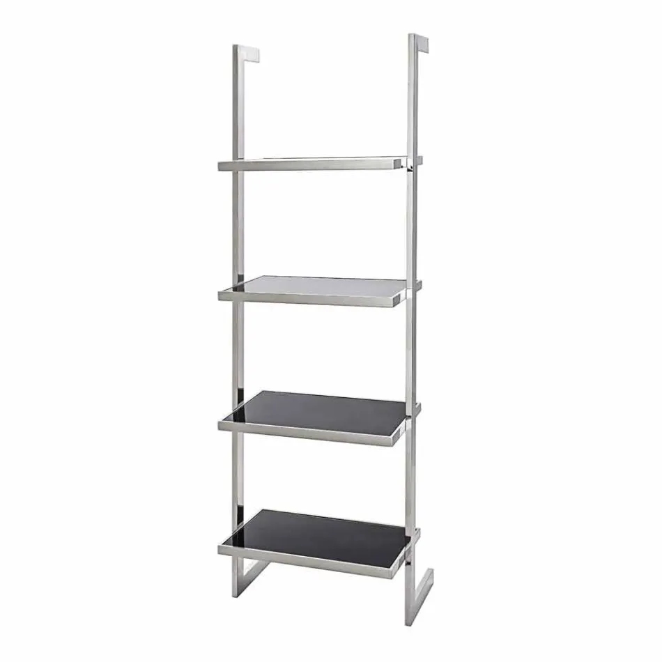 Libreria da parete in acciaio e vetro di design 60x180x44cm Tafre Viadurini