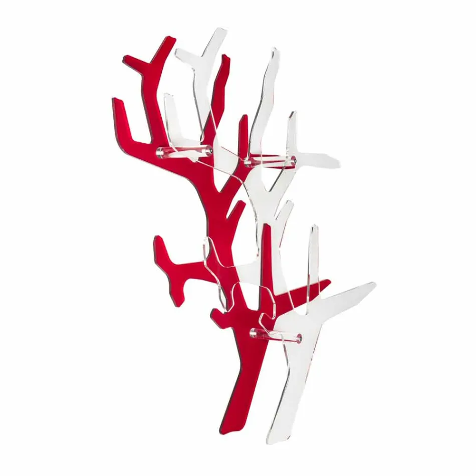 Libreria da parete rossa design moderno Carol, made in Italy Viadurini
