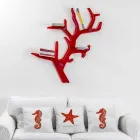 Libreria da parete rossa design moderno Carol, made in Italy Viadurini