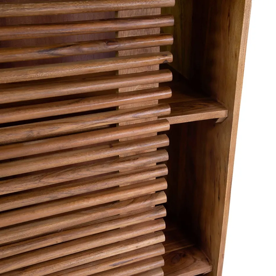 Libreria da Soggiorno Realizzata in Legno di Acacia - Vortice Viadurini