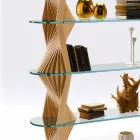 Libreria da Terra di Design in Vetro e Legno di Frassino Made in Italy - Aspide Viadurini
