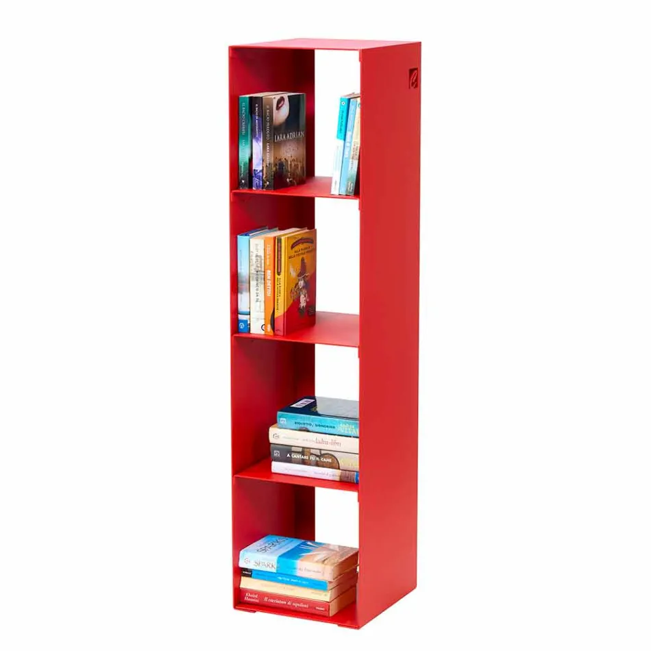 Libreria da Terra Moderna Ferro Nero, Rosso, Bianco o Grigio Made in Italy – Pls Viadurini