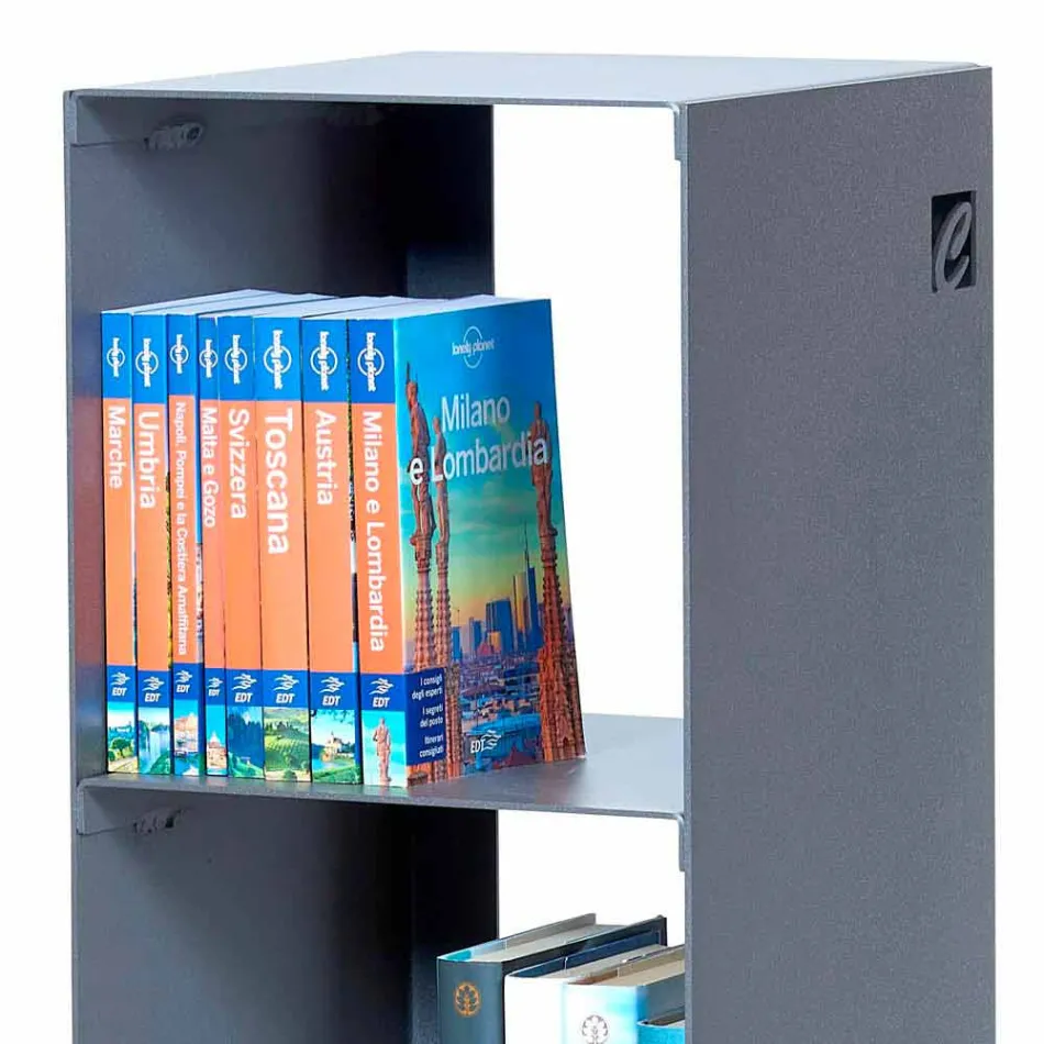 Libreria da Terra Moderna Ferro Nero, Rosso, Bianco o Grigio Made in Italy – Pls Viadurini