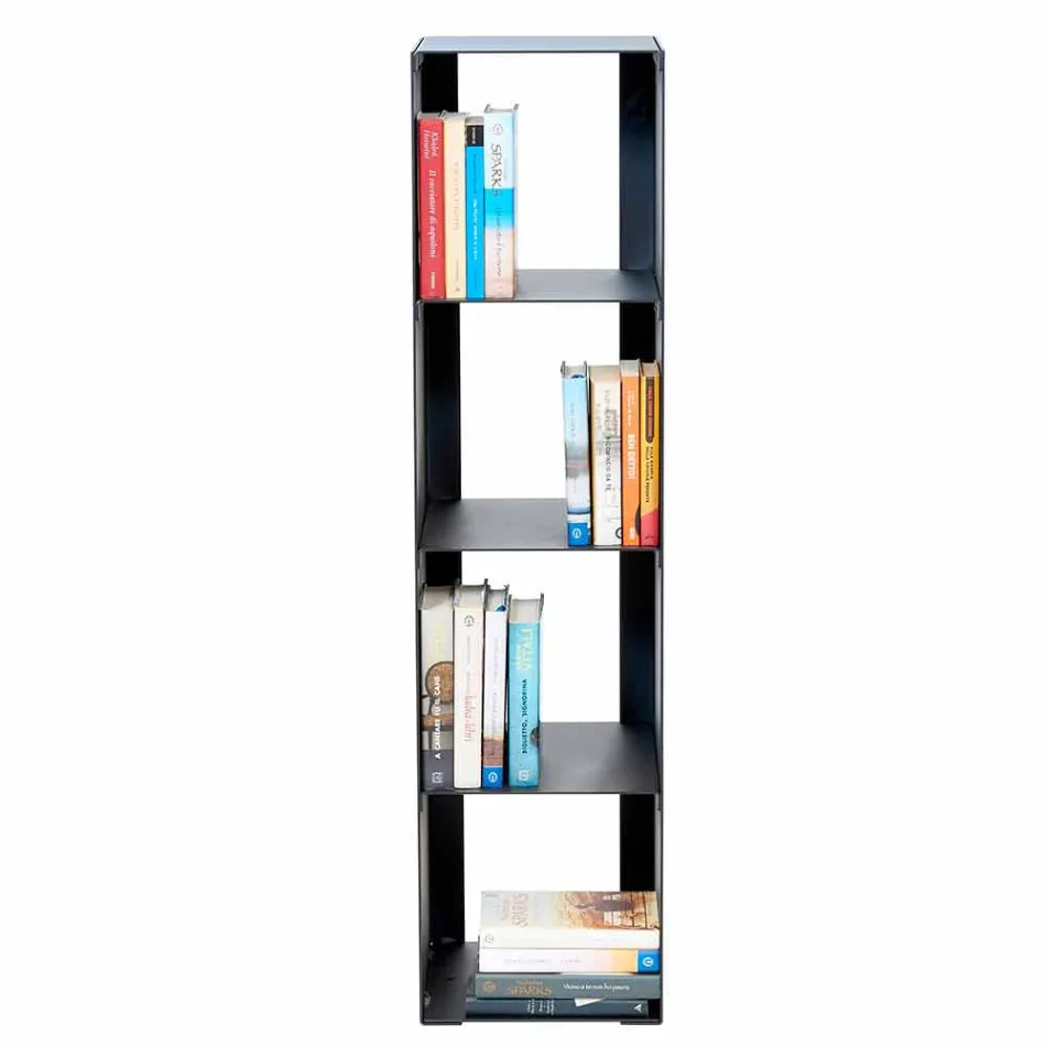 Libreria da Terra Moderna Ferro Nero, Rosso, Bianco o Grigio Made in Italy – Pls Viadurini