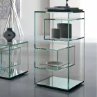 Libreria Espositore Bassa da Salotto Freestanding in Vetro Extrachiaro - Linzy Viadurini