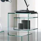 Libreria Espositore Bassa da Salotto Freestanding in Vetro Extrachiaro - Linzy Viadurini