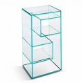 Libreria Espositore Bassa da Salotto Freestanding in Vetro Extrachiaro - Linzy