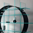 Libreria Freestanding a Cerchio in Vetro Extrachiaro e Nero Spazzolato - Marco Viadurini