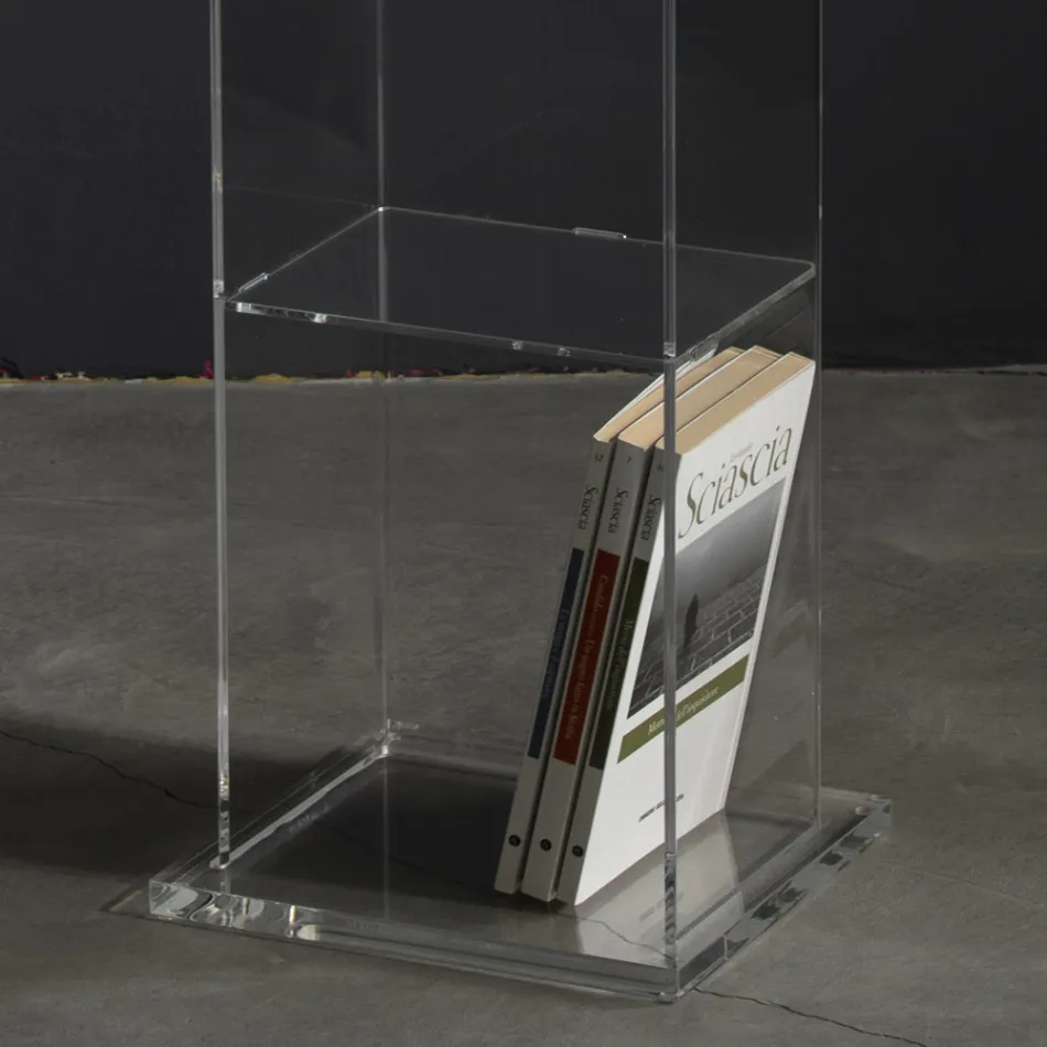 Libreria Freestanding a Colonna in Cristallo Acrilico Trasparente - Corrige Viadurini