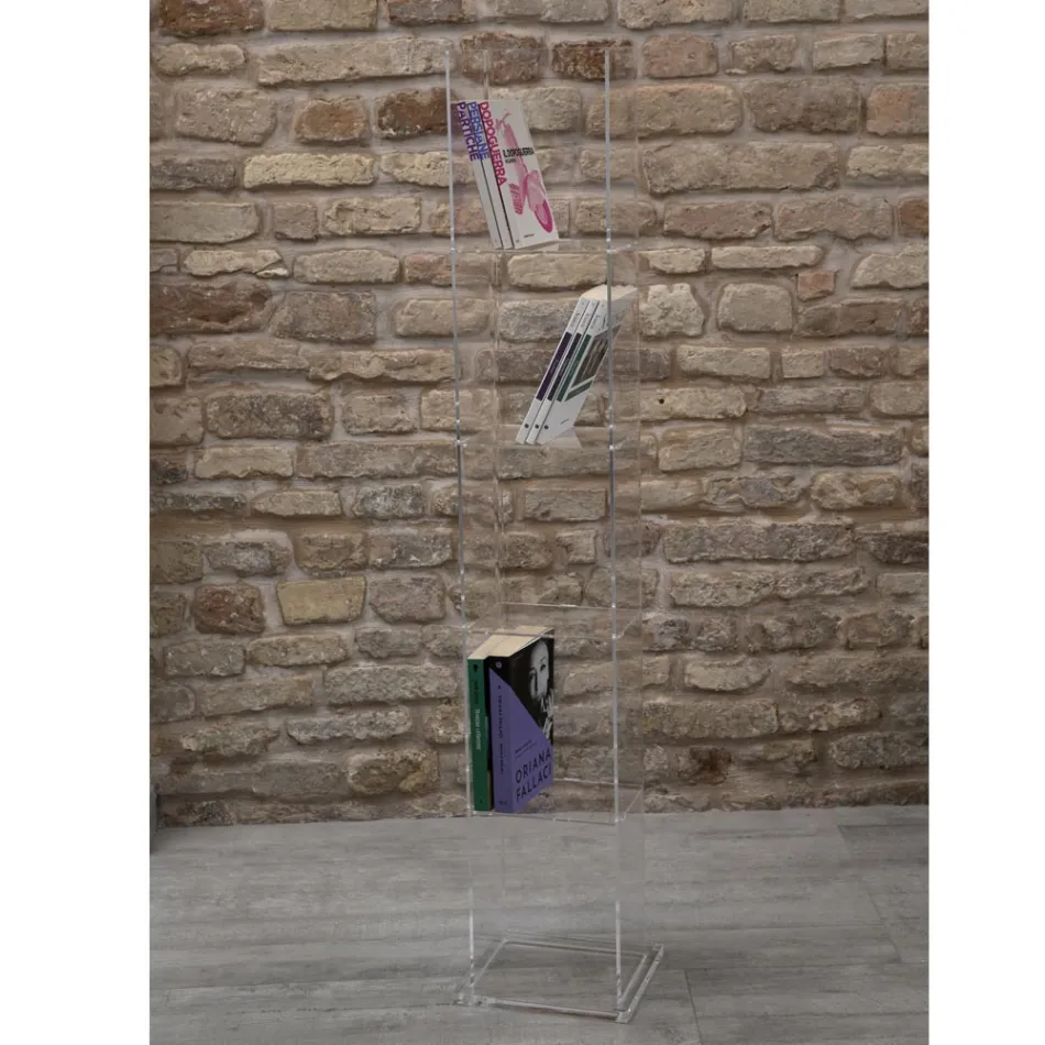 Libreria Freestanding a Colonna in Cristallo Acrilico Trasparente - Corrige Viadurini
