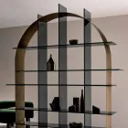 Libreria Freestanding ad Arco in Vetro Fumè e Bronzo Spazzolato Design - Marco Viadurini