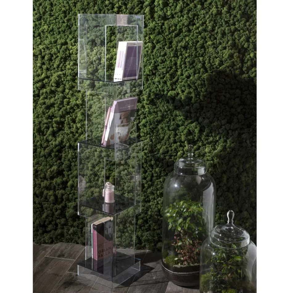 Libreria Freestanding in Cristallo Acrilico Trasparente o Fumè - Icaria Viadurini