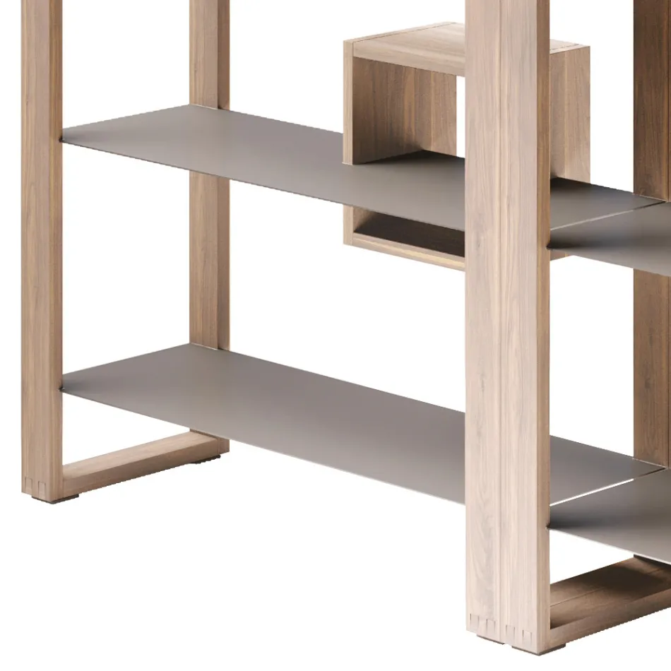 Libreria in Legno di Noce Nodato e 6 Ripiani Made in Italy - Berta Viadurini