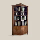 Libreria in Legno Noce Bassano Intarsiato con Ante Made in Italy - Commodo Viadurini