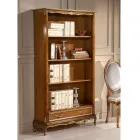 Libreria in Legno Noce Stile Classico con Cassetto Made in Italy - Ronald Viadurini