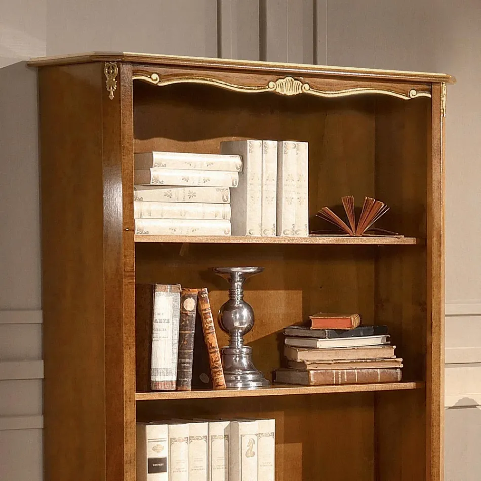 Libreria in Legno Noce Stile Classico con Cassetto Made in Italy - Ronald Viadurini